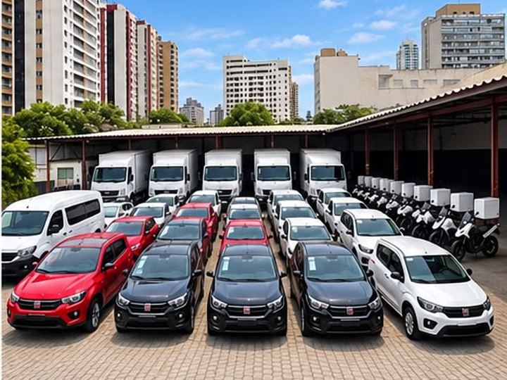 Carros, vans e motos da frota